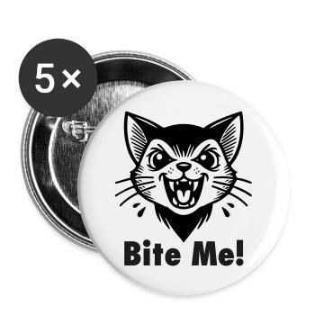 Chat vampire gothique - « Mordez-moi ! » Concevoir - Lot de 5 grands badges (56 mm) - blanc - Devant