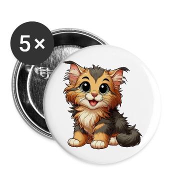 Main Coon cat baby - Buttons large 2.2''/56 mm (5-pack) - white - Front