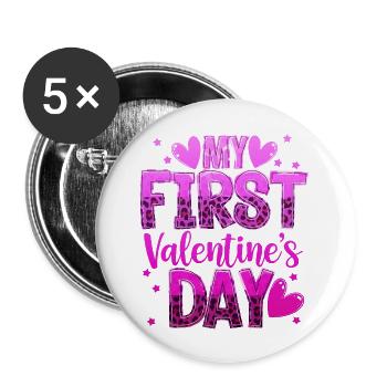 xoxo love you amore Blumen Frauen Valentinstag 14 - Buttons groß 56 mm (5er Pack) - Weiß - Vorne