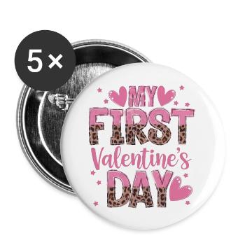 xoxo love you amore Flowers Women Valentine day 14 - Buttons large 2.2''/56 mm (5-pack) - white - Front