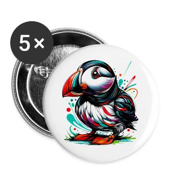 Puffin - Buttons large 2.2''/56 mm (5-pack) - white - Front
