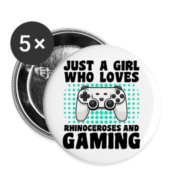 Gamer und Rhinoceros: Videospiele und Macht - Buttons groß 56 mm (5er Pack) - Weiß - Vorne