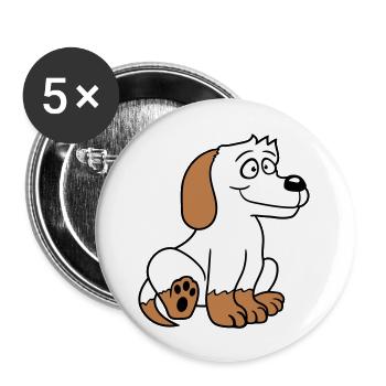 chien assis mignon petit chiot heureux animal de compagnie - Lot de 5 grands badges (56 mm) - blanc - Devant