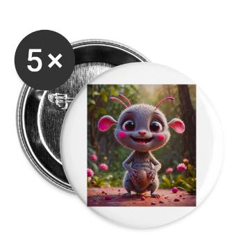 Happy Halloween, süß, Monster, wilde Haare, gruselig, lustig - Buttons groß 56 mm (5er Pack) - Weiß - Vorne