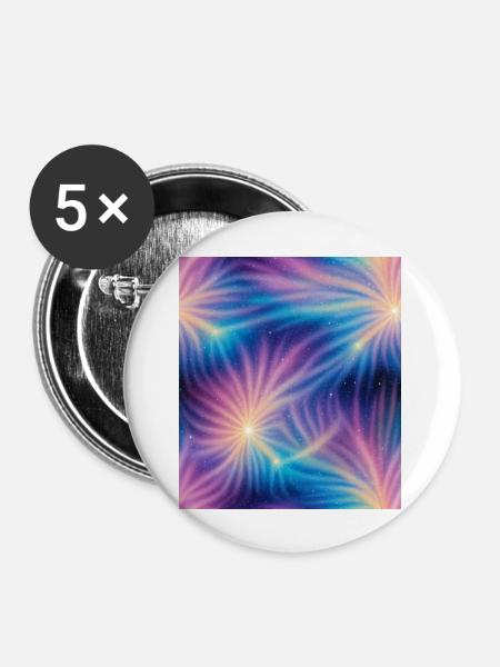 Bunte kosmische Explosionen - Buttons groß 56 mm (5er Pack) - Weiß
