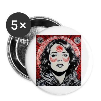 Street art portrait - Buttons large 2.2''/56 mm (5-pack) - white - Front