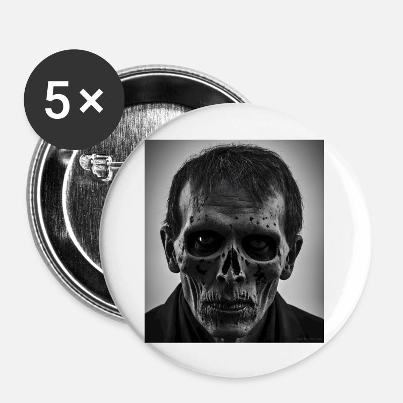 Zombie Face - Buttons large 2.2''/56 mm (5-pack) - white