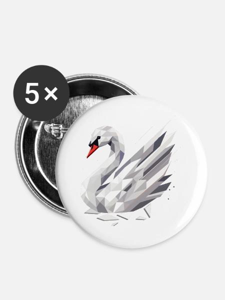 Eleganter geometrischer Schwan - Symbol für Anmut - Buttons groß 56 mm (5er Pack) - Weiß
