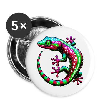Gecko - Lot de 5 grands badges (56 mm) - blanc - Devant