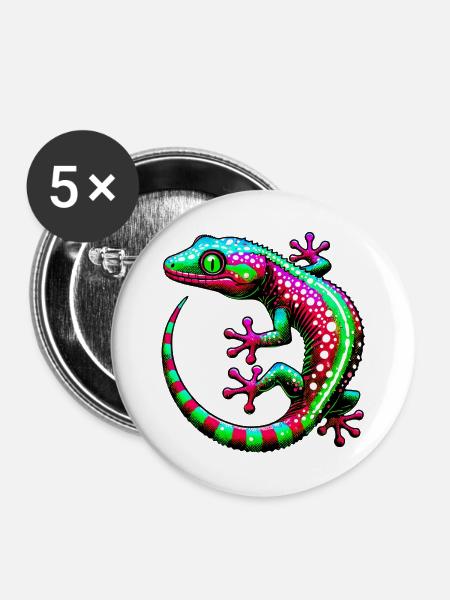 Gecko - Buttons groß 56 mm (5er Pack) - Weiß