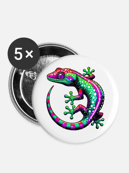 Gecko - Buttons groß 56 mm (5er Pack) - Weiß
