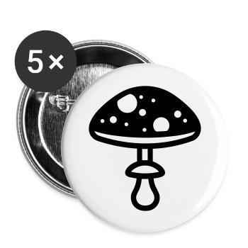 Champignon - Lot de 5 grands badges (56 mm) - blanc - Devant