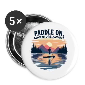 Paddle On Adventure Sunset Scene - Lot de 5 grands badges (56 mm) - blanc - Devant