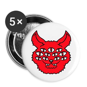 Chat Démon Beaucoup d’yeux Diable Enfer Monstre maléfique - Lot de 5 grands badges (56 mm) - blanc - Devant