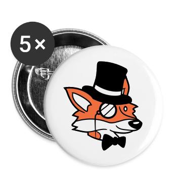 Fox Red Fox Sir Mr. Top Hat Monocle Glasses - Buttons large 2.2''/56 mm (5-pack) - white - Front