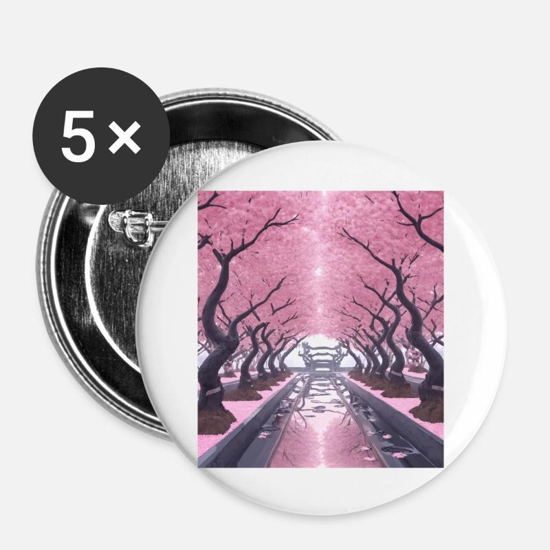 Cherry blossom tunnel - Buttons large 2.2''/56 mm (5-pack) - white