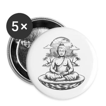 Buddha: Zen-Haltung - Buttons groß 56 mm (5er Pack) - Weiß - Vorne
