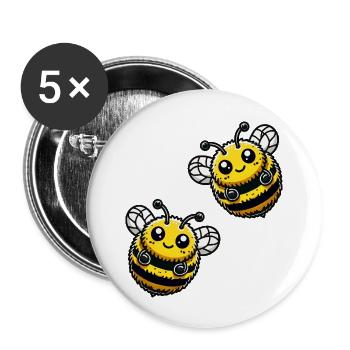 hummel biene 2 - Buttons groß 56 mm (5er Pack) - Weiß - Vorne