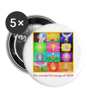 AnnéePanorama de l’énergie 2025 - Sonja Ariel von Staden - Lot de 5 grands badges (56 mm) - blanc - Devant