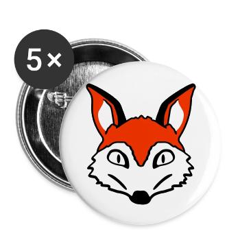 Renard Mauvais œil Dangereux Fou Animal sauvage - Lot de 5 grands badges (56 mm) - blanc - Devant
