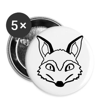 Renard Mauvais œil Dangereux Fou Animal sauvage - Lot de 5 grands badges (56 mm) - blanc - Devant