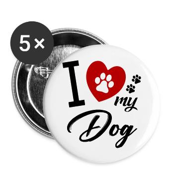 J’adore mon chien chien - Lot de 5 grands badges (56 mm) - blanc - Devant
