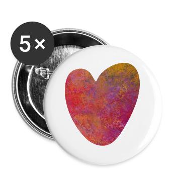 Herz Struktur Farbe Liebe Hochzeit Valentinstag - Buttons groß 56 mm (5er Pack) - Weiß - Vorne