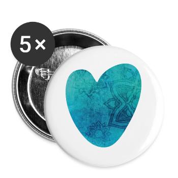 Yoga Herz Mandala Muster Meditation Liebe Fan om - Buttons groß 56 mm (5er Pack) - Weiß - Vorne