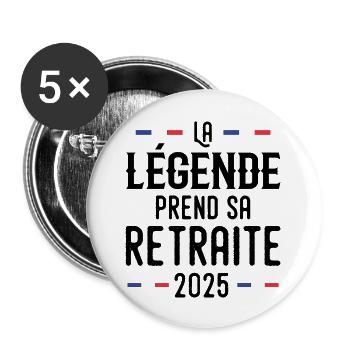 The Legend Retires 2025 Gift - Buttons large 2.2''/56 mm (5-pack) - white - Front