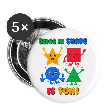 Funny Shapes (Kawaii) - Buttons groß 56 mm (5er Pack) - Weiß - Vorne