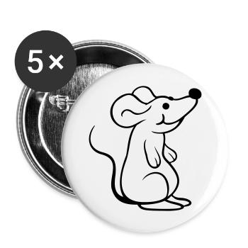 Mouse Mouse Cute Little Rat Rodent Friendly - Buttons large 2.2''/56 mm (5-pack) - white - Front