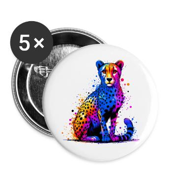 Cheetah - Buttons large 2.2''/56 mm (5-pack) - white - Front
