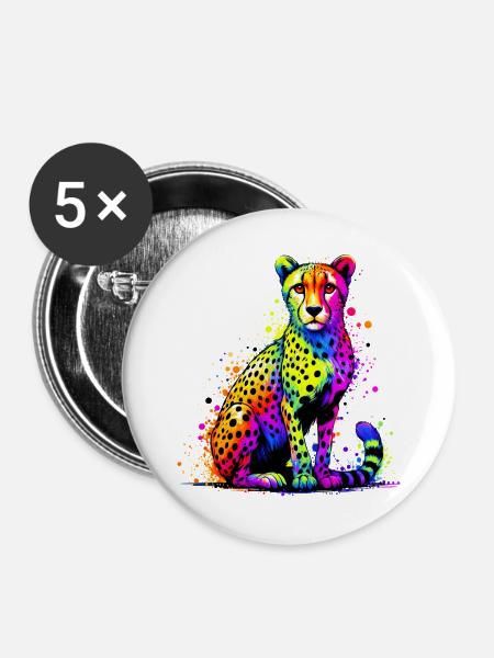 Gepard - Buttons groß 56 mm (5er Pack) - Weiß