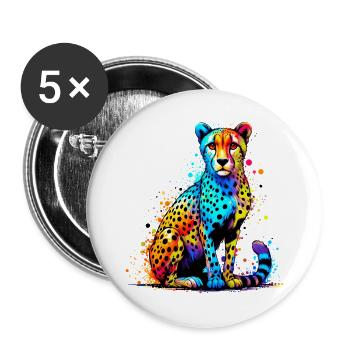 Gepard - Buttons groß 56 mm (5er Pack) - Weiß - Vorne