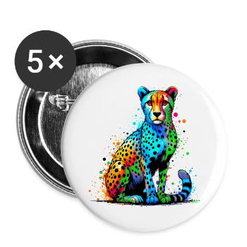 Gepard - Buttons groß 56 mm (5er Pack) - Weiß - Vorne