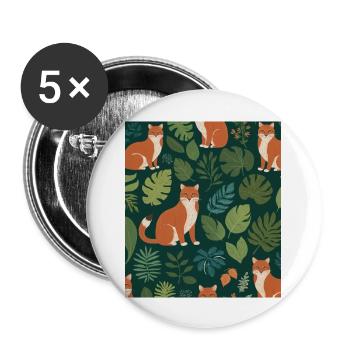 Un renard parmi les feuilles - Lot de 5 grands badges (56 mm) - blanc - Devant