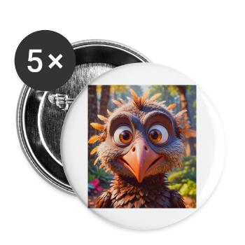 animaux africains super mignons – Vautour - Lot de 5 grands badges (56 mm) - blanc - Devant