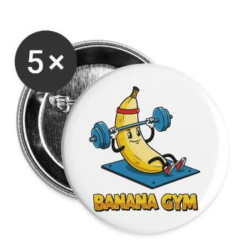 Fitness and bananas for banana gym - Buttons large 2.2''/56 mm (5-pack) - white - Front