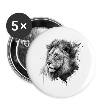 Löwe Löwenkopf Raubtier Gezeichnet Aquarell Kunst - Buttons groß 56 mm (5er Pack) - Weiß - Vorne