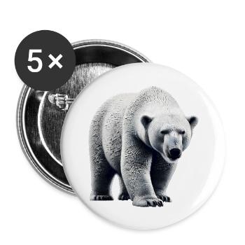 Eisbär - Buttons groß 56 mm (5er Pack) - Weiß - Vorne