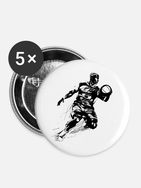 Basketballspieler - Buttons groß 56 mm (5er Pack) - Weiß