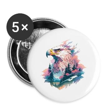 Eagle Head Nature Wilderness Forest Trees Mountains - Buttons large 2.2''/56 mm (5-pack) - white - Front