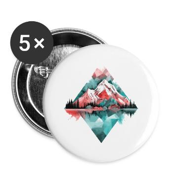 Berg Berge Bergsteigen Wandern Klettern Natur - Buttons groß 56 mm (5er Pack) - Weiß - Vorne