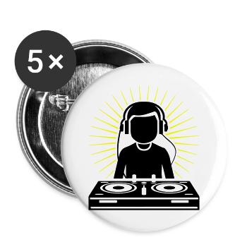 DJ Party Turntables - Buttons large 2.2''/56 mm (5-pack) - white - Front