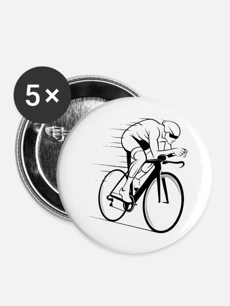 Radfahrer - Buttons groß 56 mm (5er Pack) - Weiß