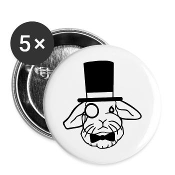 Mr. Bunny Gentleman Top Hat Monocle Glasses - Buttons large 2.2''/56 mm (5-pack) - white - Front