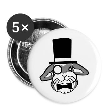 Mr. Bunny Gentleman Top Hat Monocle Glasses - Buttons large 2.2''/56 mm (5-pack) - white - Front