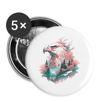 Eagle Head Nature Wilderness Forest Trees Mountains - Buttons large 2.2''/56 mm (5-pack) - white - Front