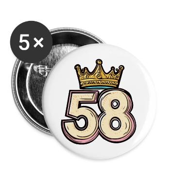 58 Zahl Krone - Buttons groß 56 mm (5er Pack) - Weiß - Vorne
