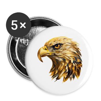 Tête d’aigle Or Oiseau de proie Oiseau Nature animale - Lot de 5 grands badges (56 mm) - blanc - Devant
